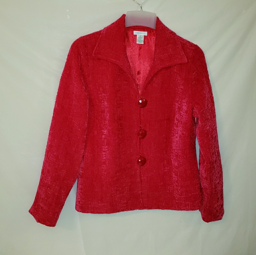Laura Ashley blazer lined textured M buttons